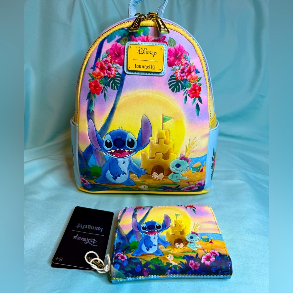 Loungefly x Disney Stitch & Scrump Build a Sandcastle Backpack & Wallet Set